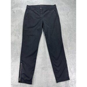 Theory Pants Women's 6 Black Cotton Stretch Comfort Mid Rise Pockets Ankle Zip
